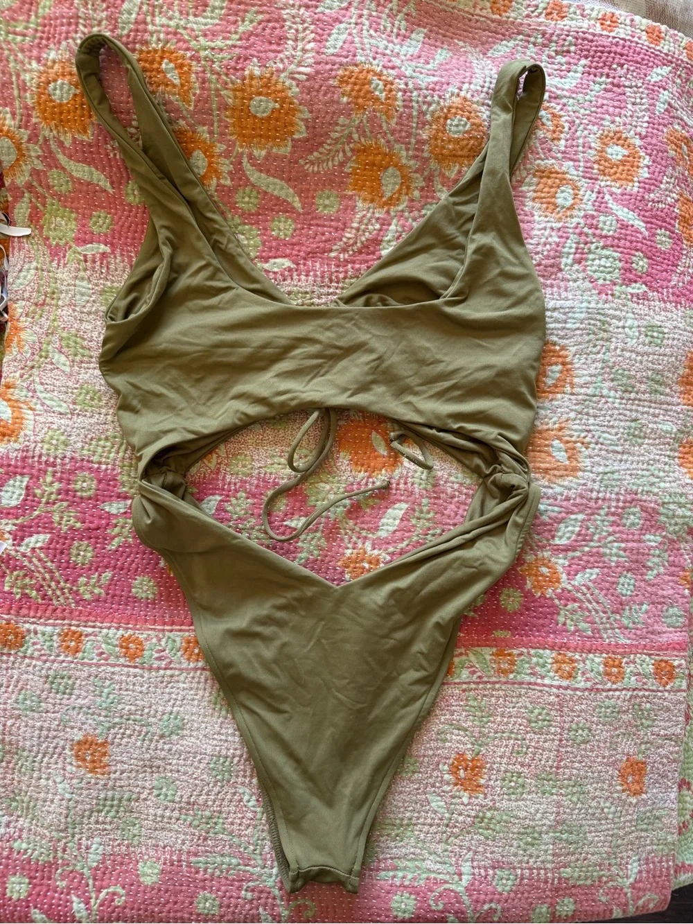 Frankie's Bikinis Olive Green Logo Swimsuit